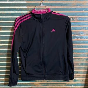 Black/pink accent adidas track jacket